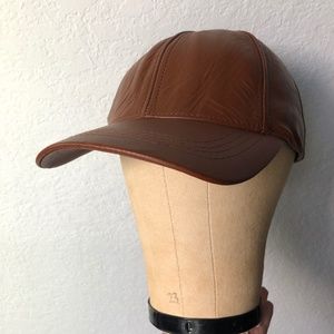 Brown Leather baseball cap hat